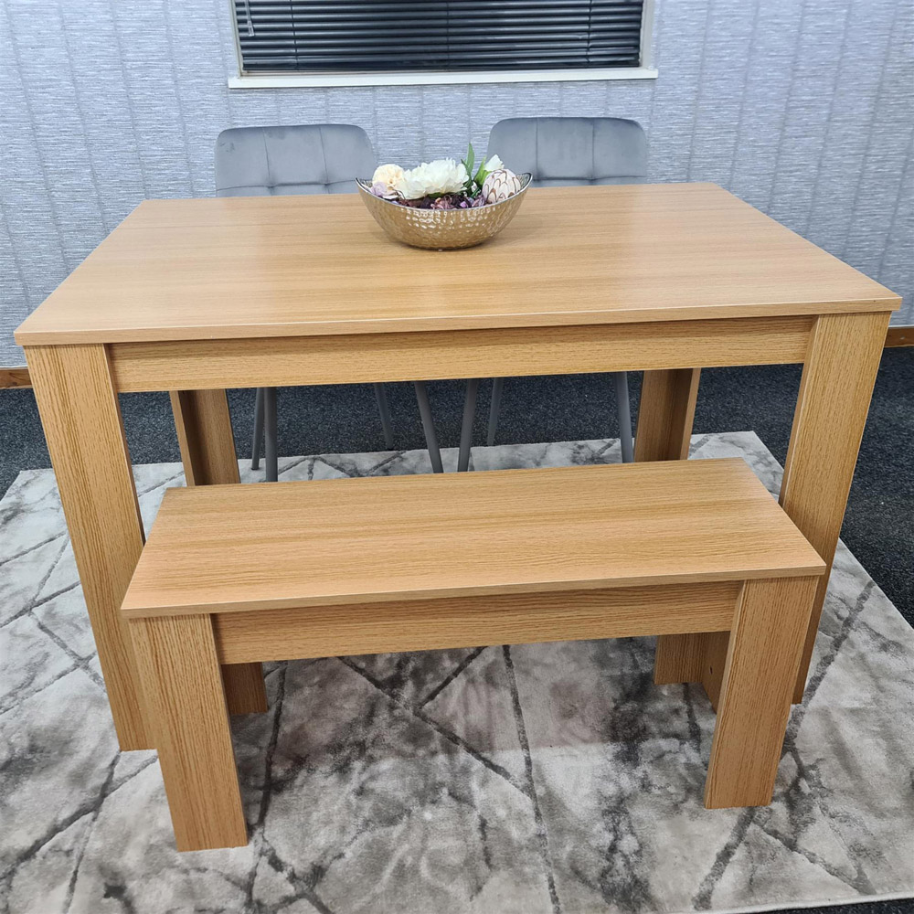 Portland 4 Seater Square Dining Table Set Oak Effect and Grey Image 5