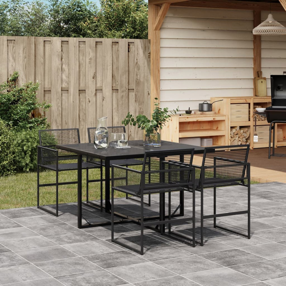 Walplus 4 Seater Foldable Poly Rattan Garden Dining Set Black Image 7