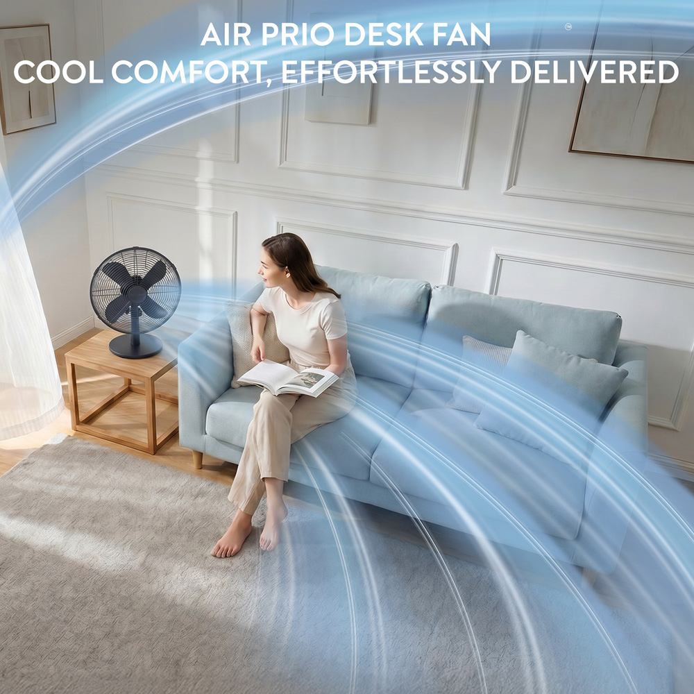 Air Pro Black Oscillating Metal Portable Desk Fan 12 inch Image 2