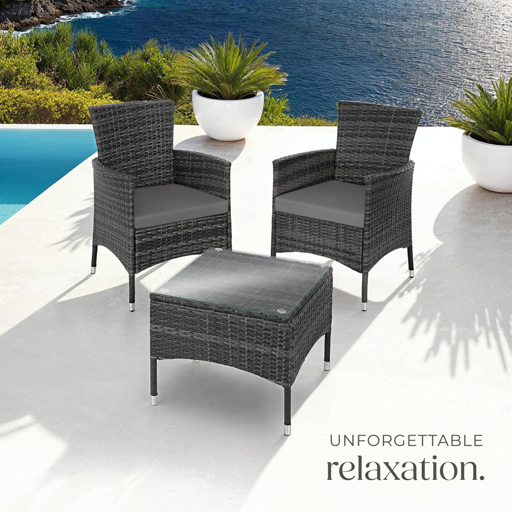 tectake Lucerne 2 Seater Grey Garden Bistro Set Image 8