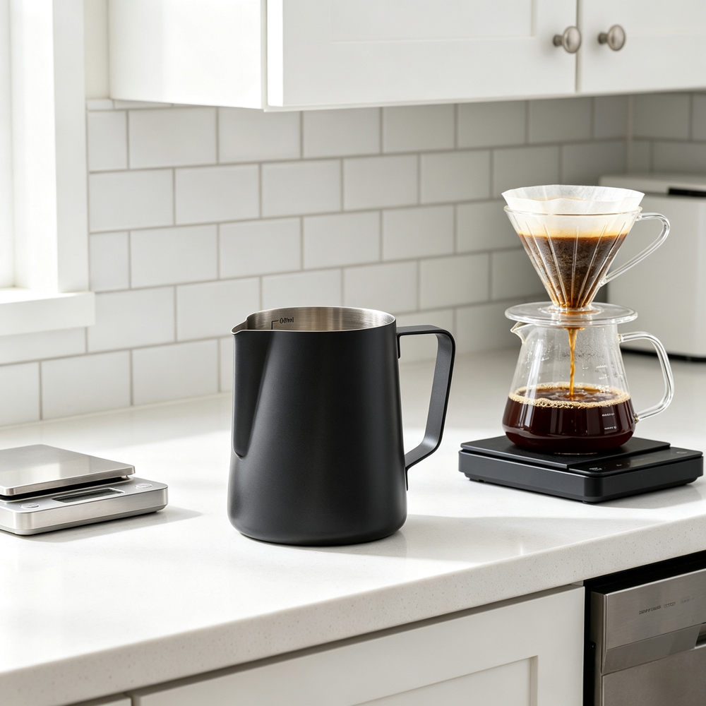 Living and Home Black Stainless Steel Milk Frothing Jug 600ml Image 7
