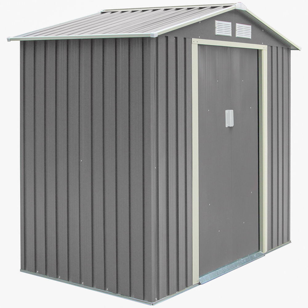 Rowlinson Trentvale Metal Apex Shed Light Grey with Foundation Kit 6 x 4ft Image 1