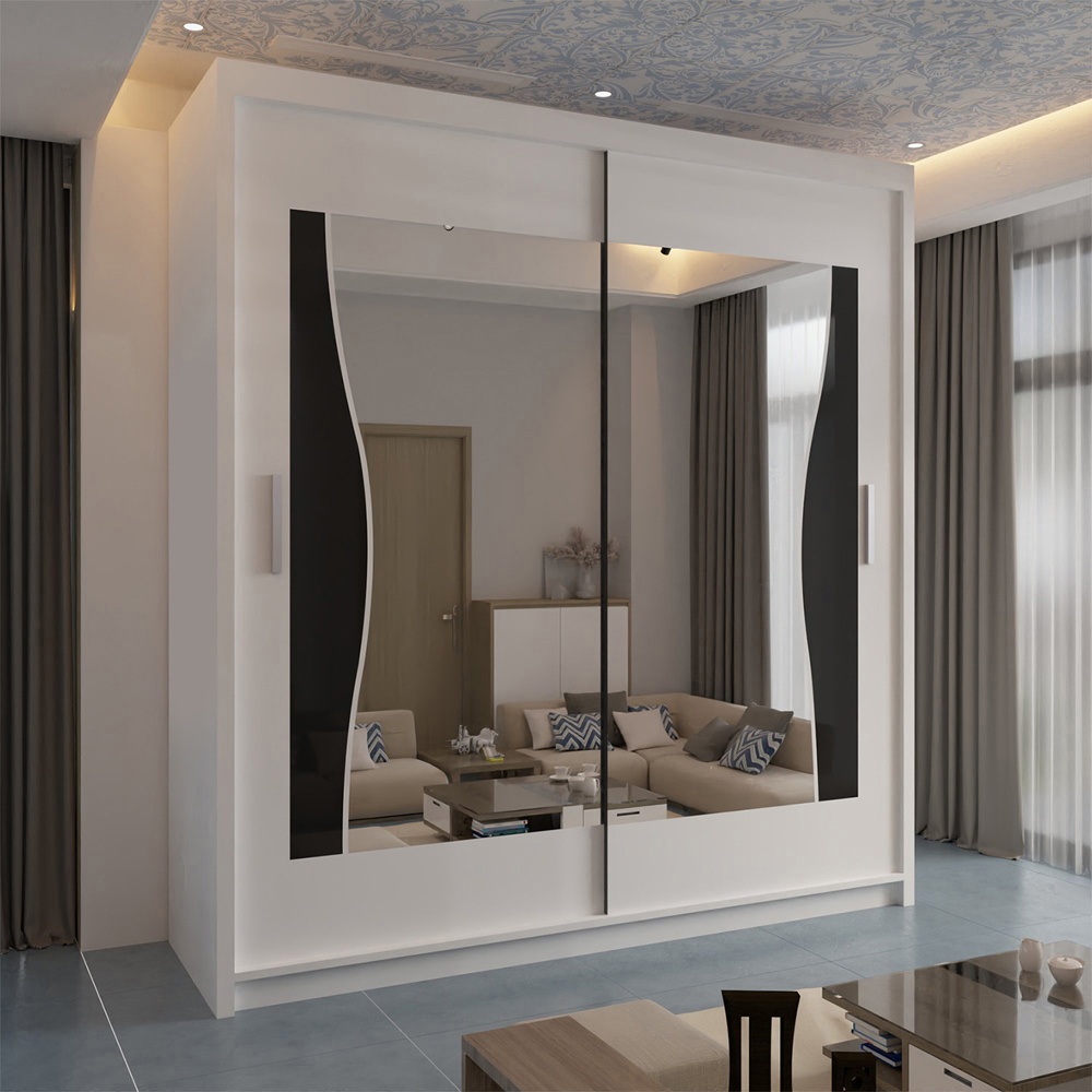 Sliding Wardrobes 4U Batumi 2 Door White Wide Curved Mirrored Wardrobe Image 4