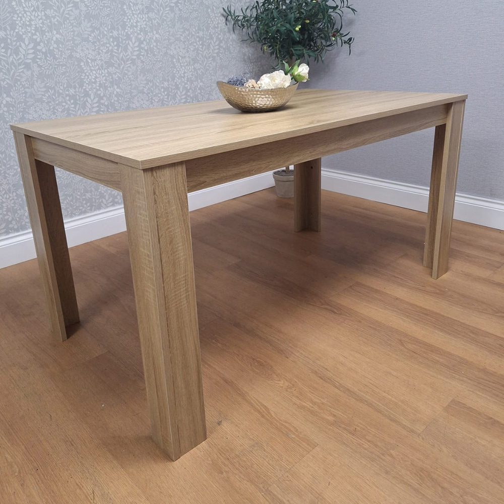 Portland 2 Seater Velvet Wooden Dining Bench Set Oak Effect and Black Image 4