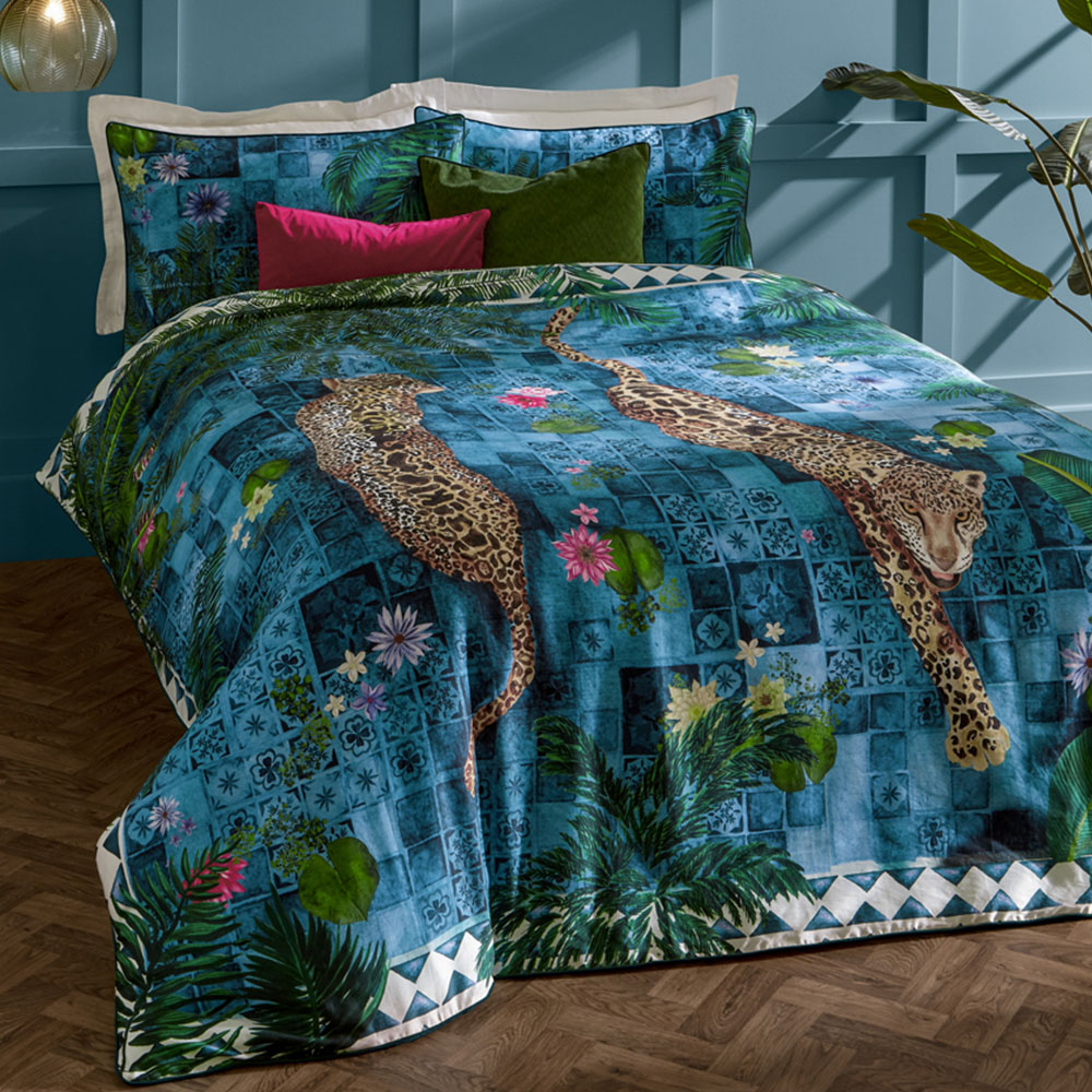 Paoletti Majorelle Exotic Double Azure Blue Duvet Cover Set Image 1