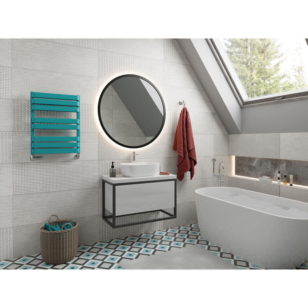 Terma Warp T Bold Matt Teal Heated Towel Rail 1569 BTU 655 x 500mm Image 8