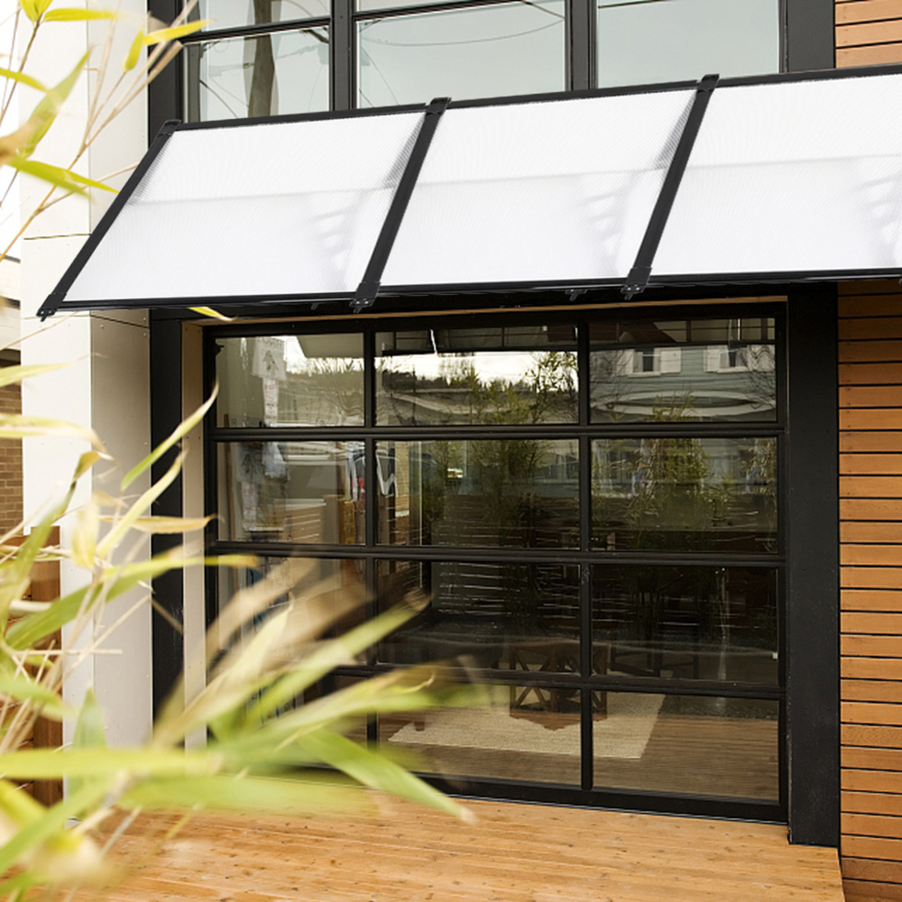 Living and Home Black Window and Door Awning Canopy with Brackets 90 x 270cm Image 7