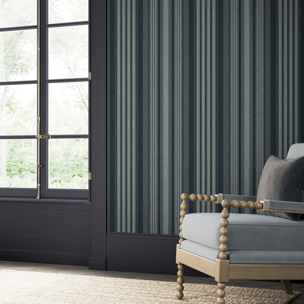 Superfresco Easy Loom Stripe Archival Blue Wallpaper Image 3