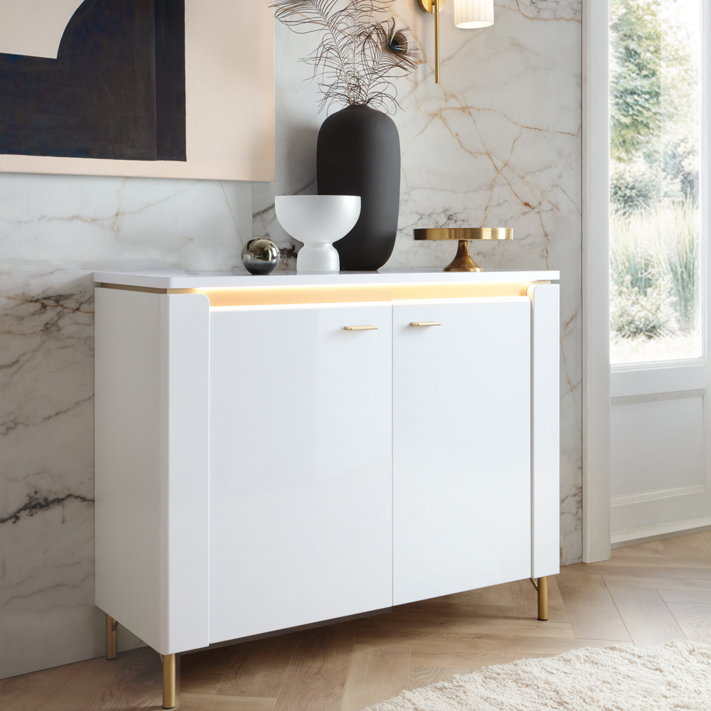 Furniture To Go Lazio 2 Door Alpine White Sideboard Image 4