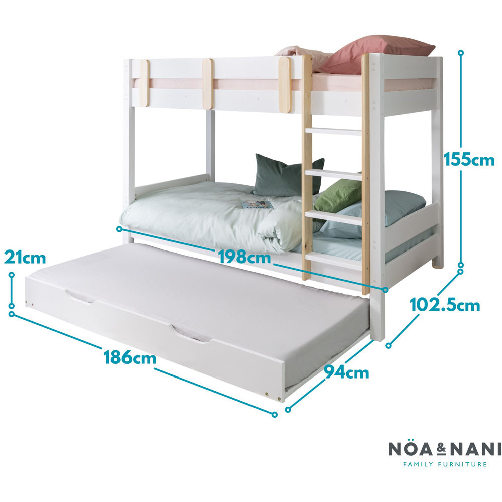 Noa and Nani Una White and Natural Pine Bunk Bed with Trundle | Homebase