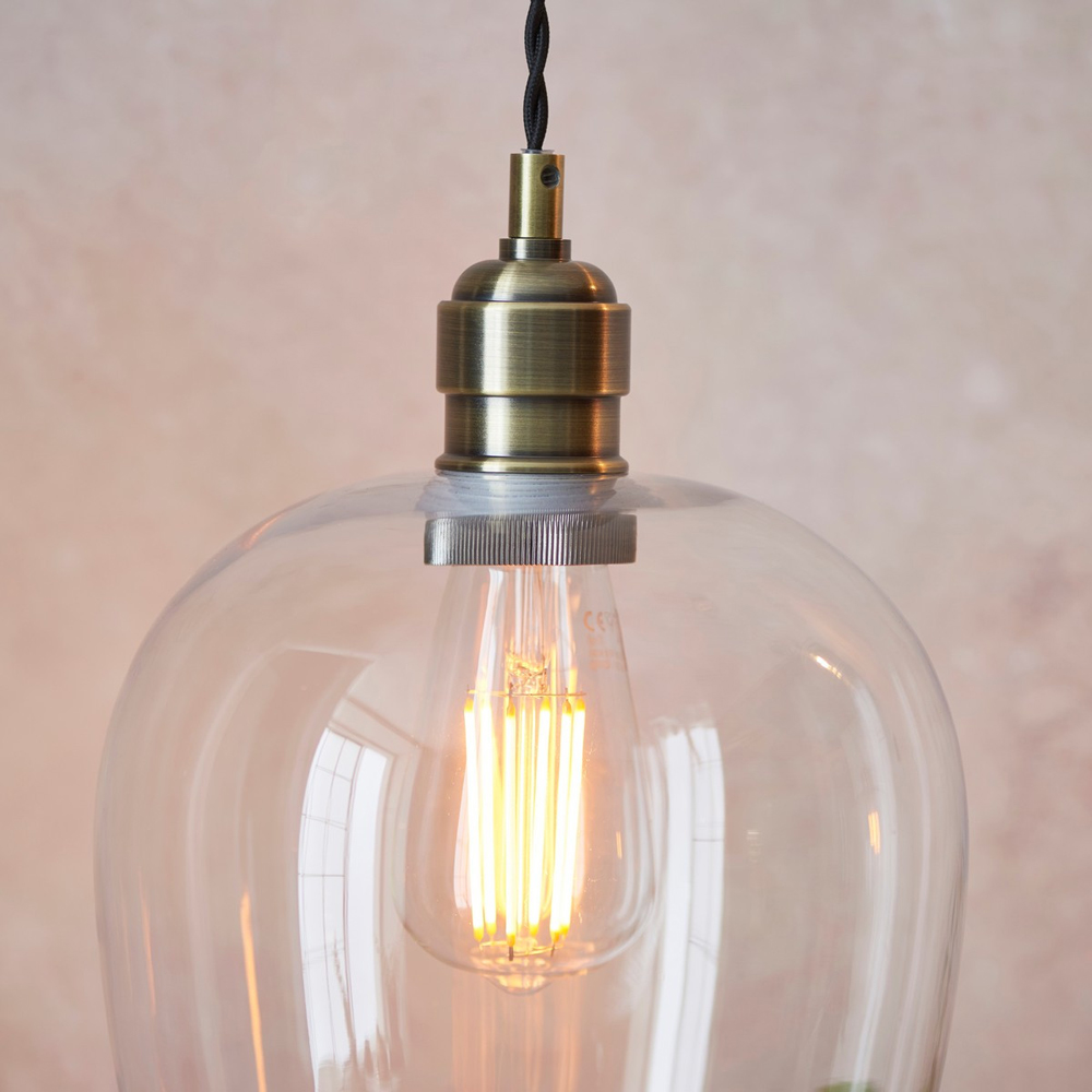 Merano Livorno Clear Glass Antique Brass Pendant Ceiling Lamp Image 4