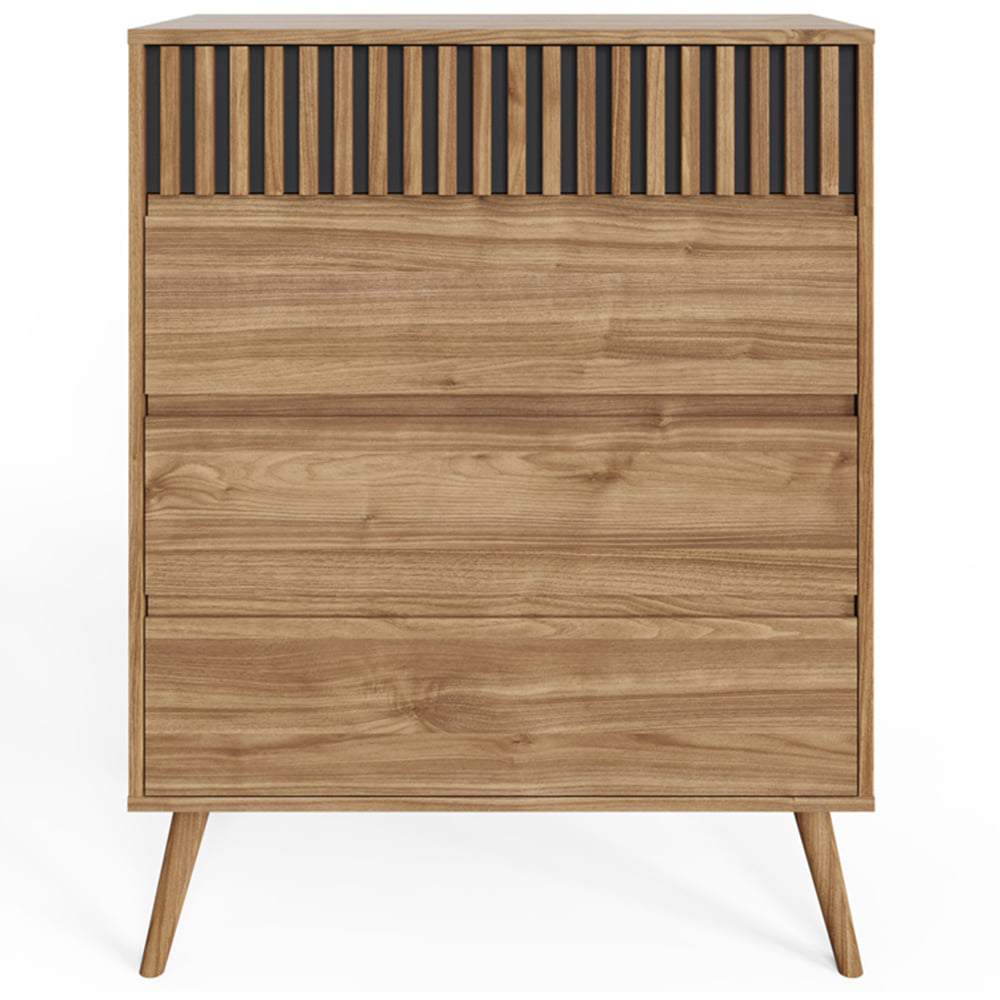 GFW Rowan 4 Drawer Oak Slatted Chest of Drawers Image 4
