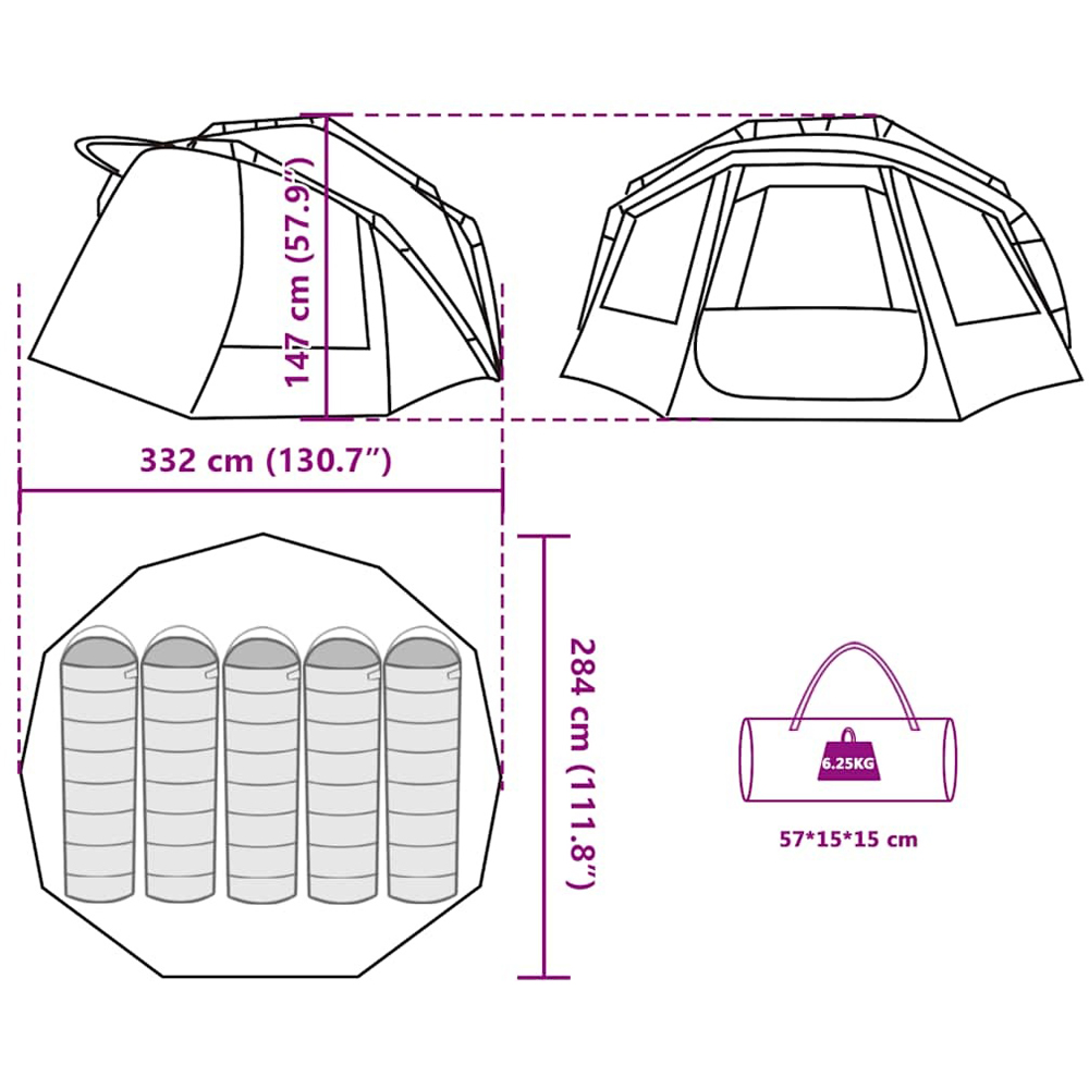 Walplus 5 Person Olive Green Waterproof Fishing Tent Image 8