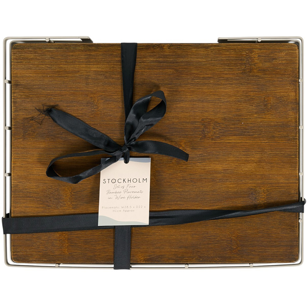 Set of 4 Stockholm Bamboo Placemats with Wire Holder Image 3