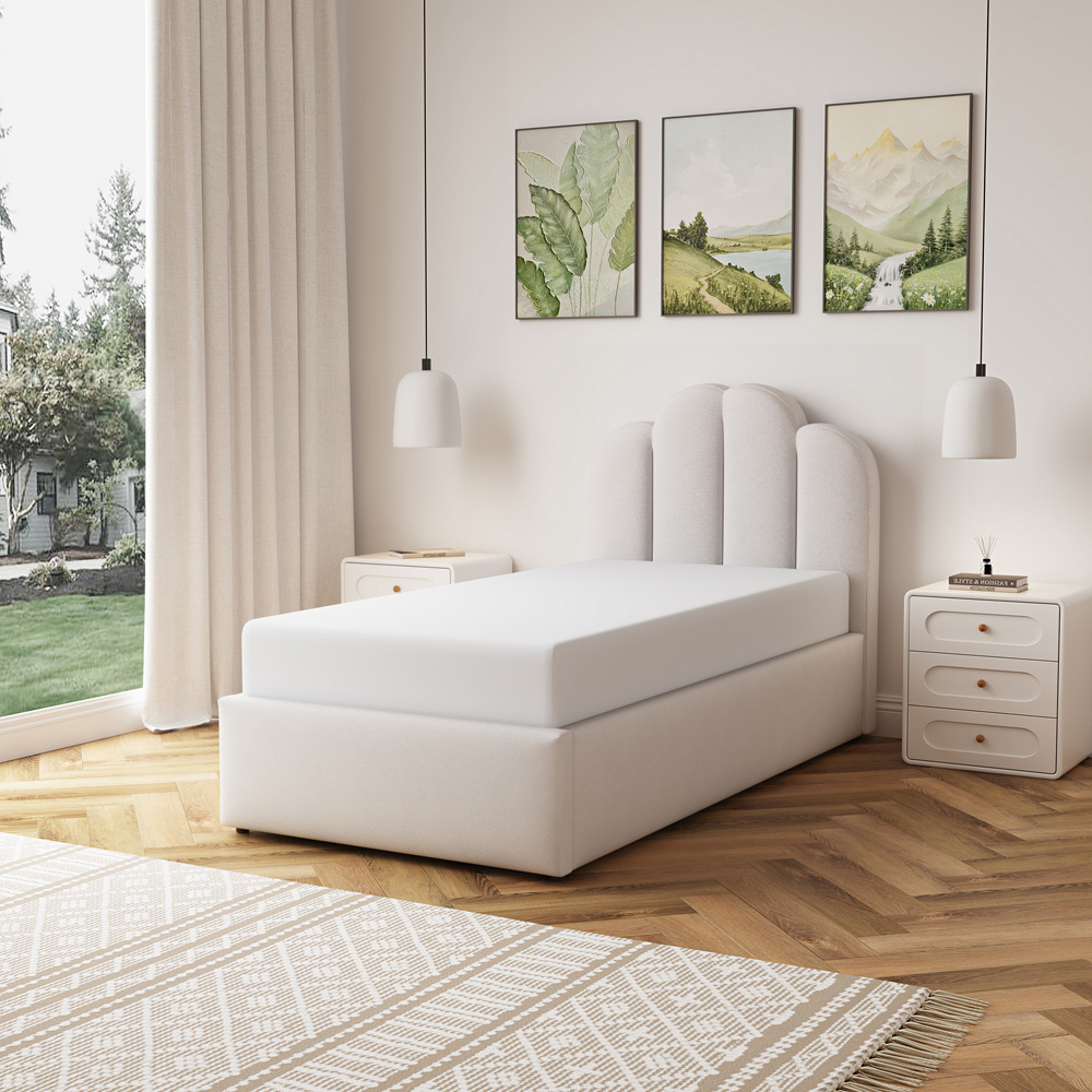 Artemis Home Ranson Single Beige Linen Upholstered Ottoman Bed Image 4