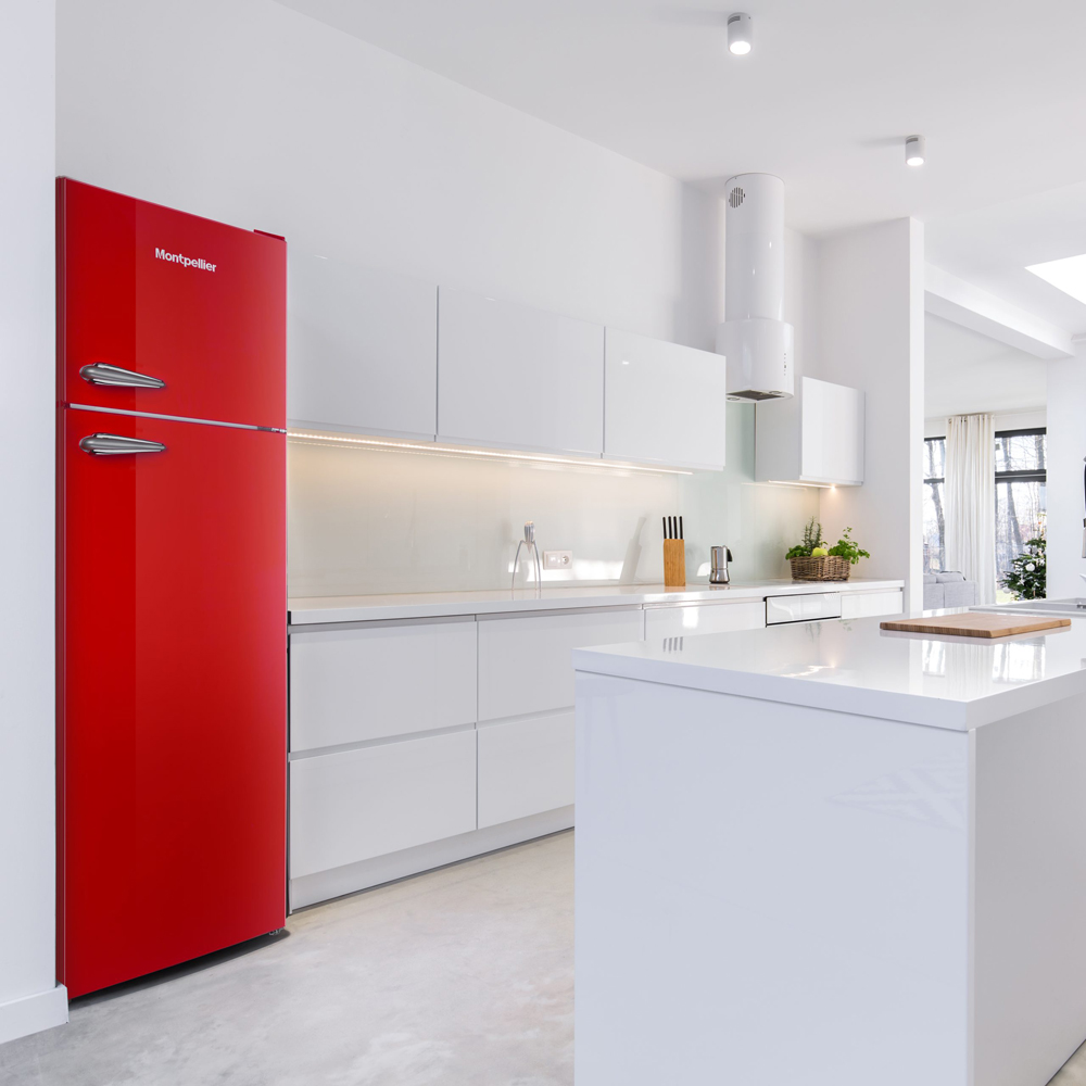Montpellier MAB346ER Red Top Mount Retro 312L Fridge Freezer Image 2
