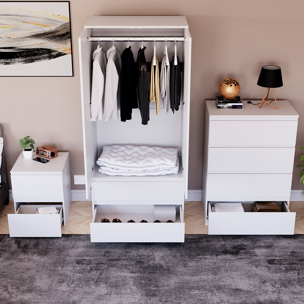 Vida Designs Denver White 3 Piece Bedroom Furniture Set Image 4