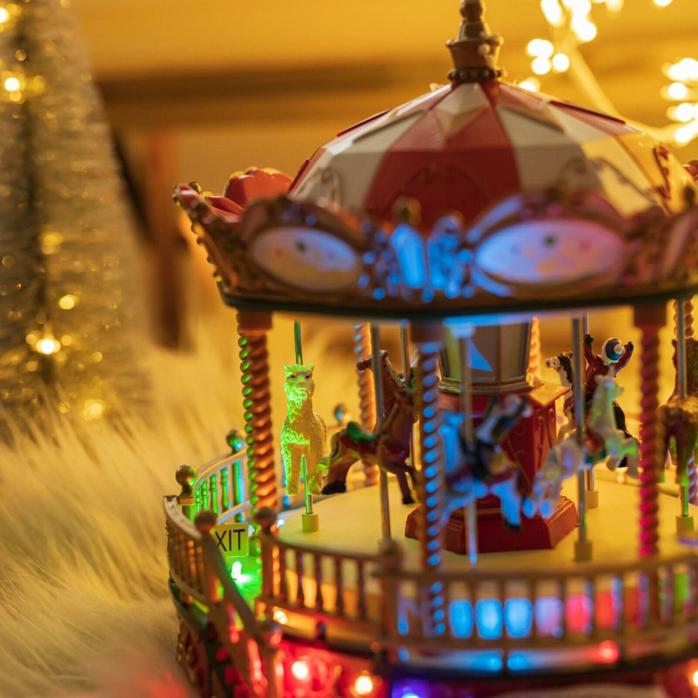 Marco Paul LED Christmas Carousel Decoration Ornament with Music Image 3