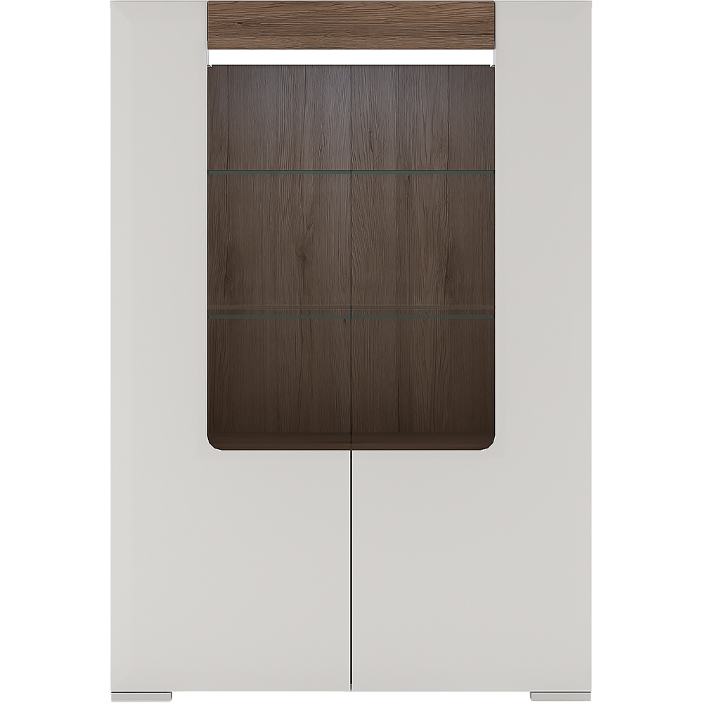 Florence Toronto 2 Door White and San Remo Oak Low Glazed Display Cabinet Image 3