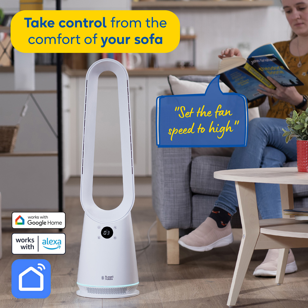 Russell Hobbs White Smart Bladeless Cooling Fan with Remote Image 4