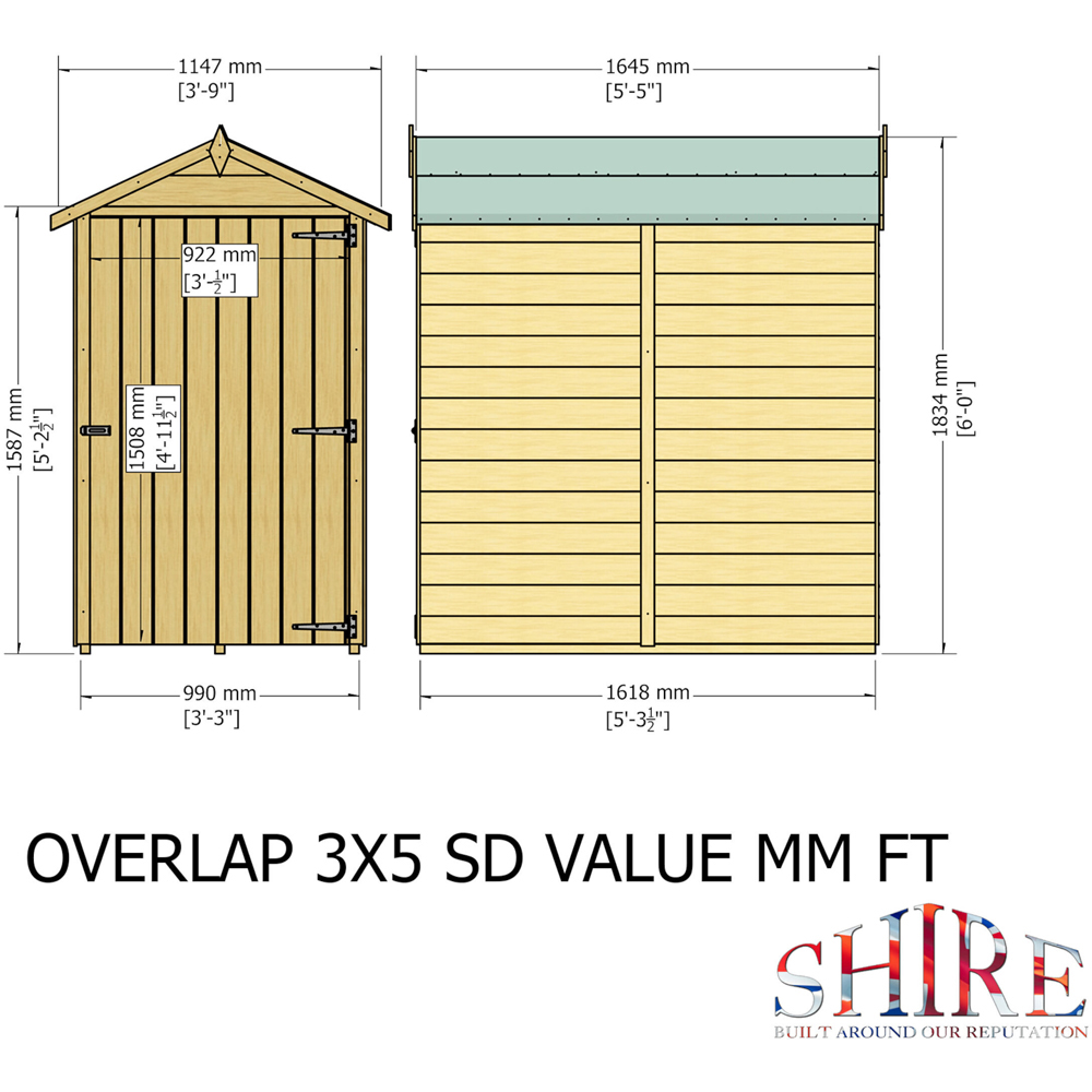 Shire 3 x 5ft Overlap Shed Image 9