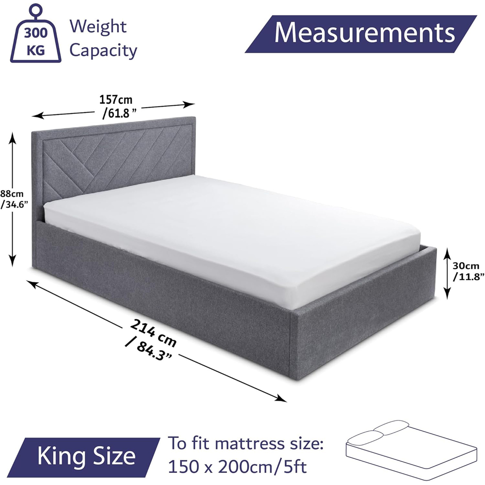 Home Treats King Size Grey Etched Bed Frame Image 9