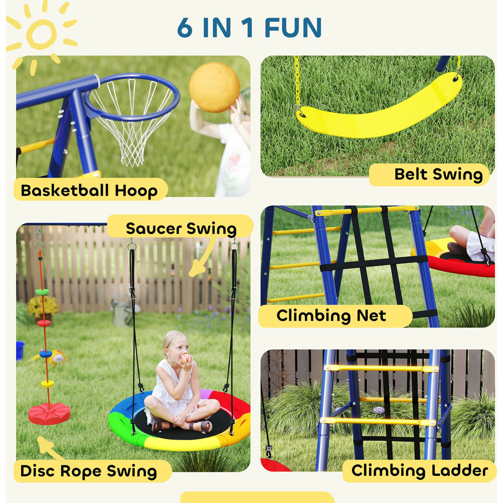 AIYAPLAY 6 in 1 Kids Swing Set Image 4