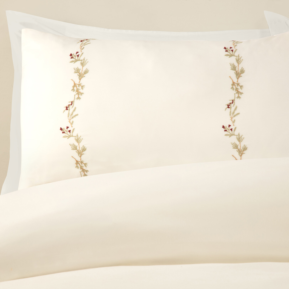 Embroidered Foliage Duvet Set White King Image 4