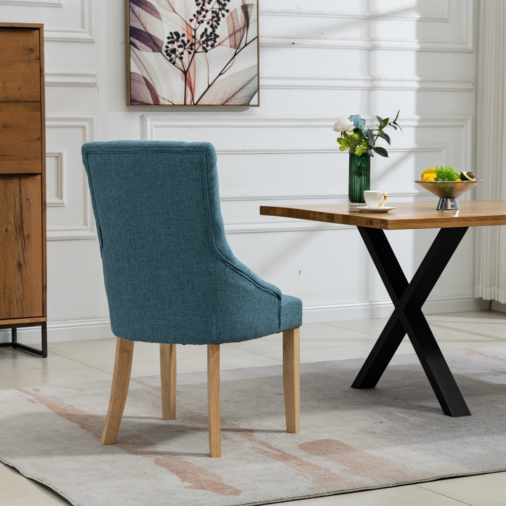 Artemis Home Ravenna Set of 2 Teal Fabric Dining Chair Image 5