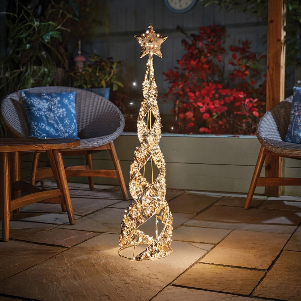 Marco Paul Warm White LED Gold Glitter Twist Lamp Post Christmas Decoration 100cm Image 2
