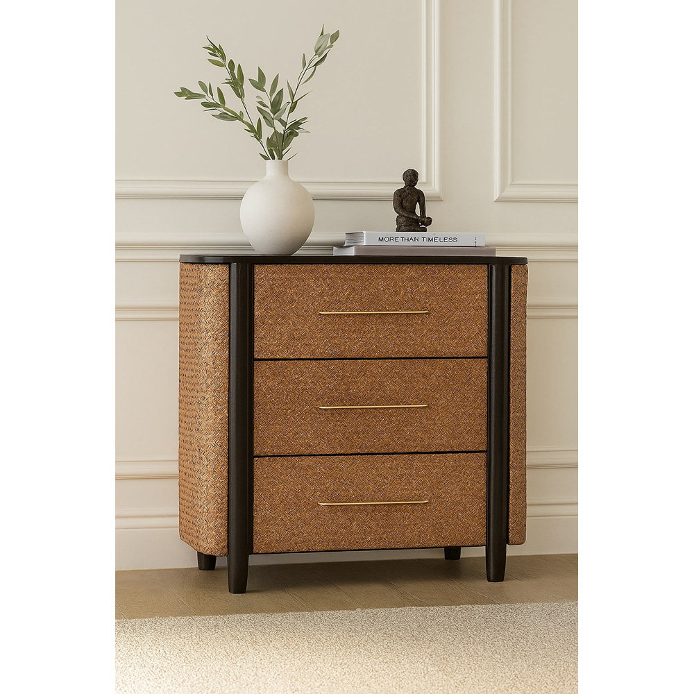 Artisan Furniture Havana Brown 3 Drawer Solid Wood Weave Chest of Drawers Image 7