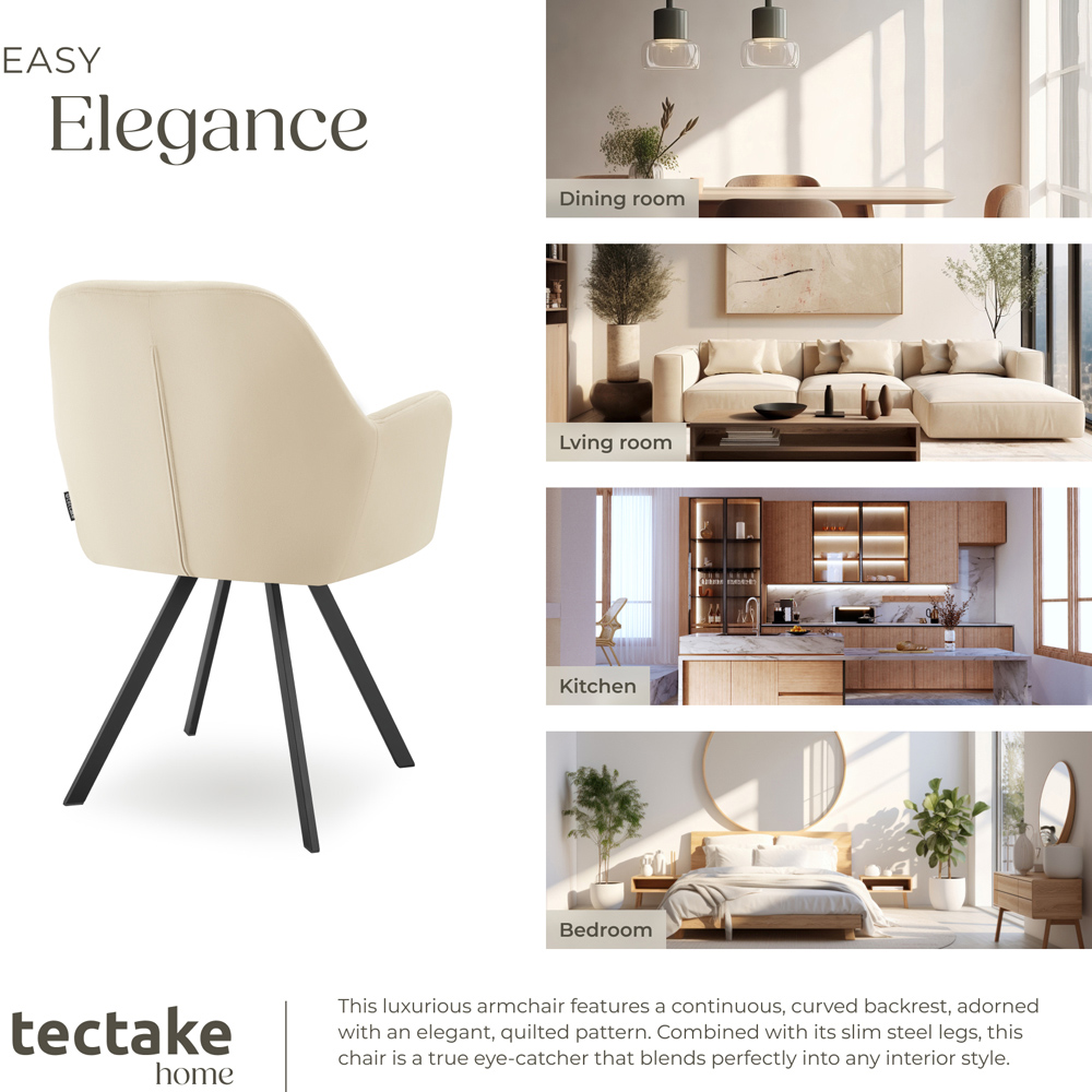 tectake Lucia Cream Quilted Armchair Image 6