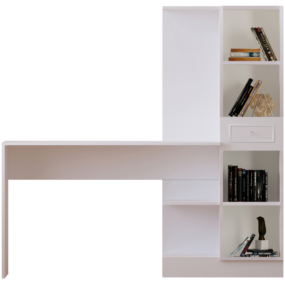 Evu GISELLE 2 Doors Single Drawer White Storage Desk Image 3