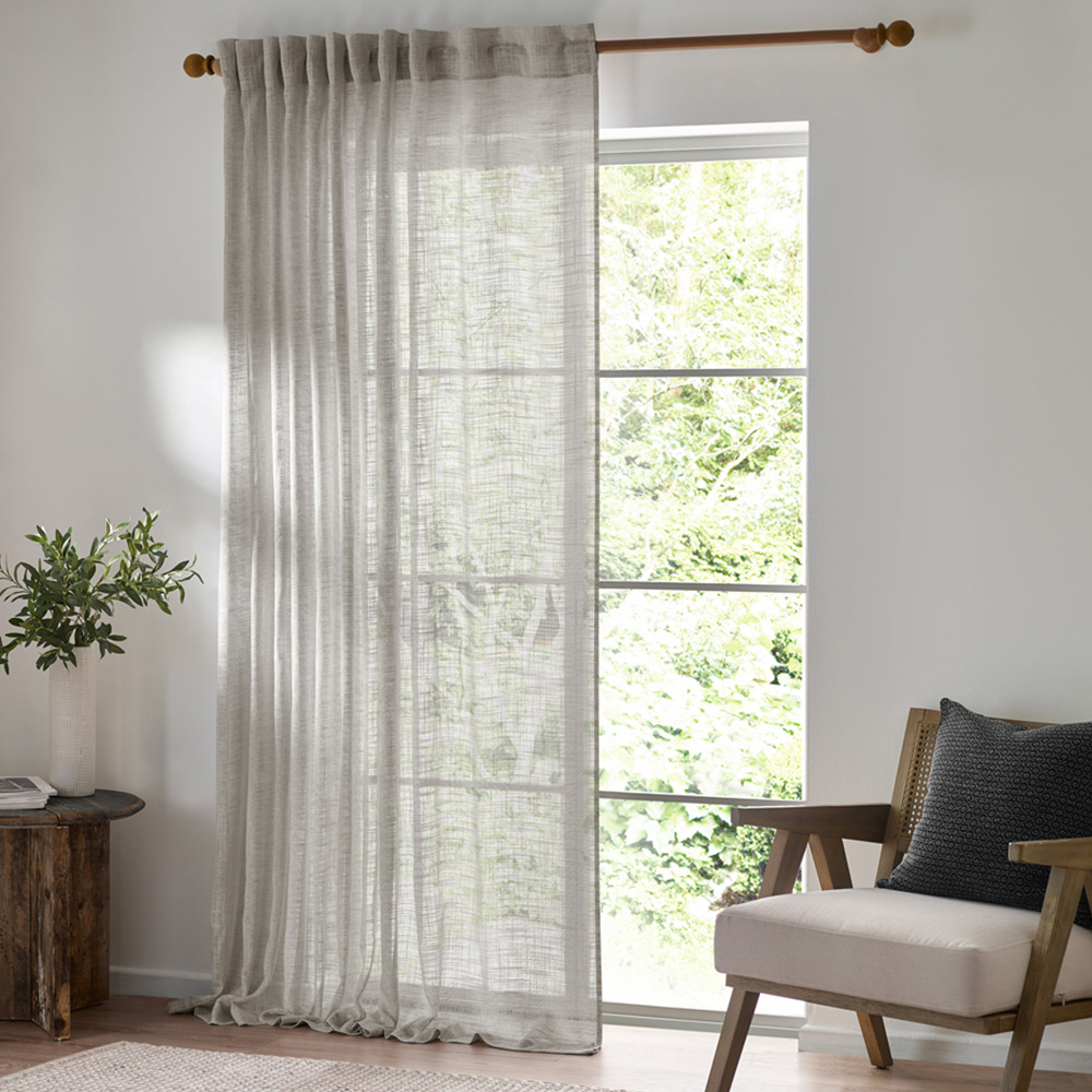 Yard Cirrus Sheer Tab Top Grey Curtain Panel 250 x 290cm Image 1