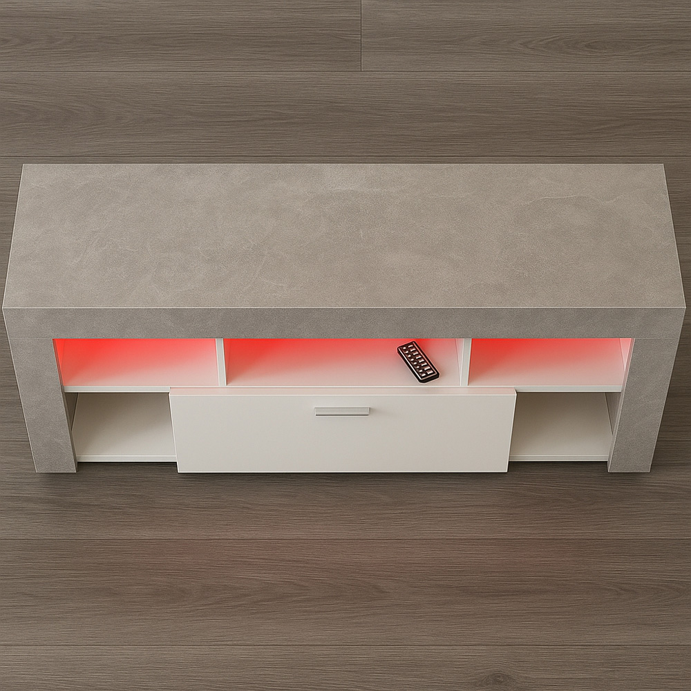 Portland Single Drawer Stone Grey TV Unit Image 5