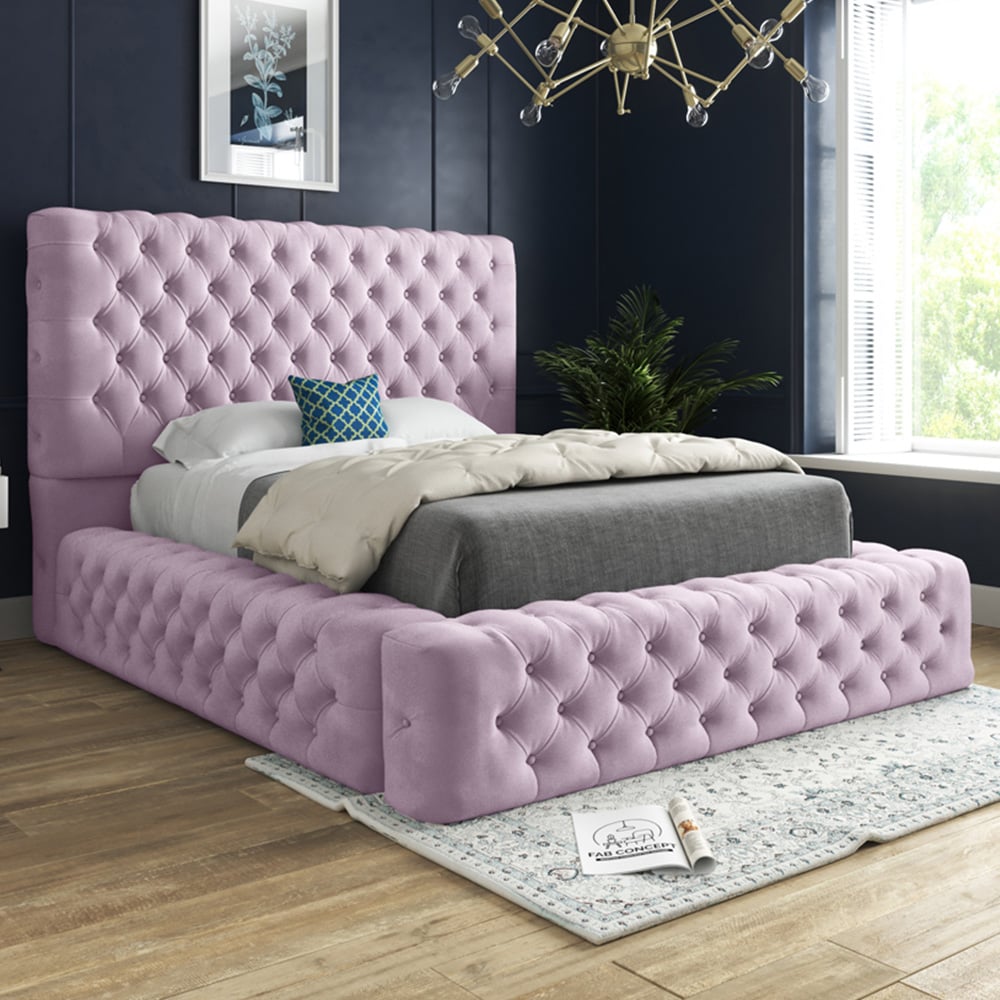 DS Living Cambridge Super King Size Pink Soft Velvet Bed Frame Image 1