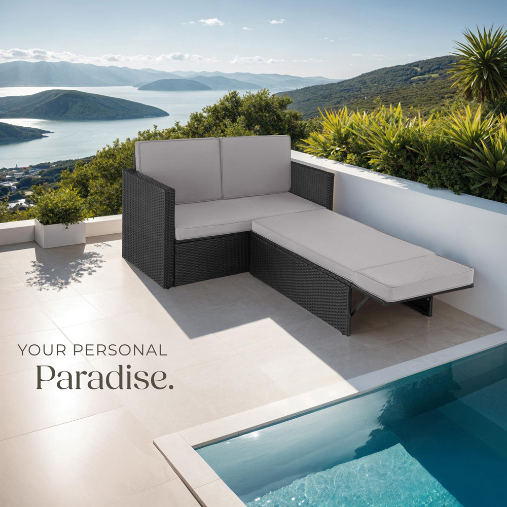 tectake Corfu Black and Grey 2 Seater Garden Sofa Image 8