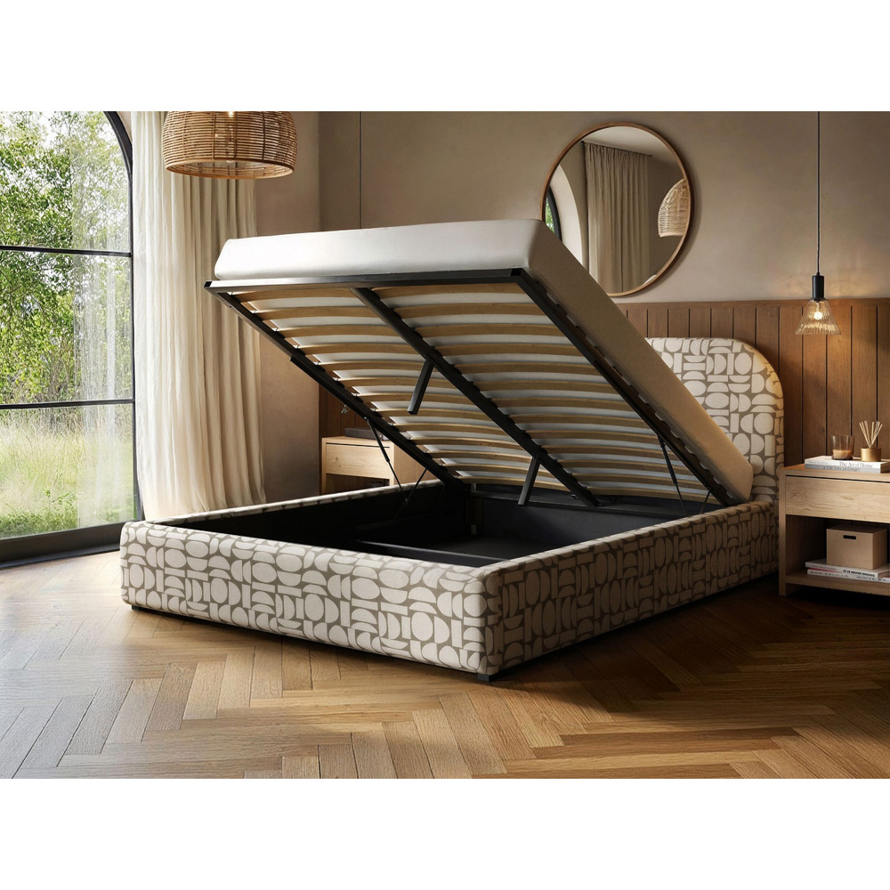 Flair Alba Double Beige Jacquard Pattern Chenille Lift-Up Ottoman Bed Image 3