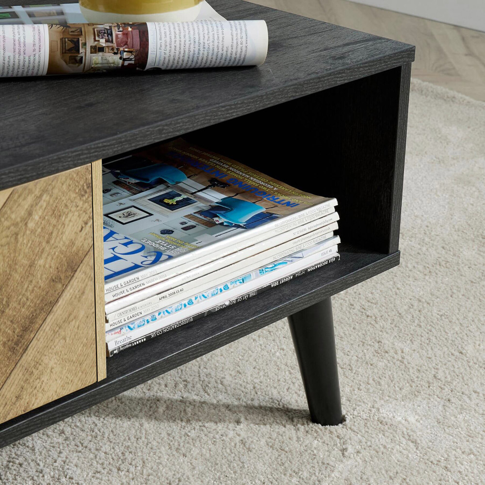 Home Source Dallas Single Drawer Single Shelf Black Coffee Table Image 4
