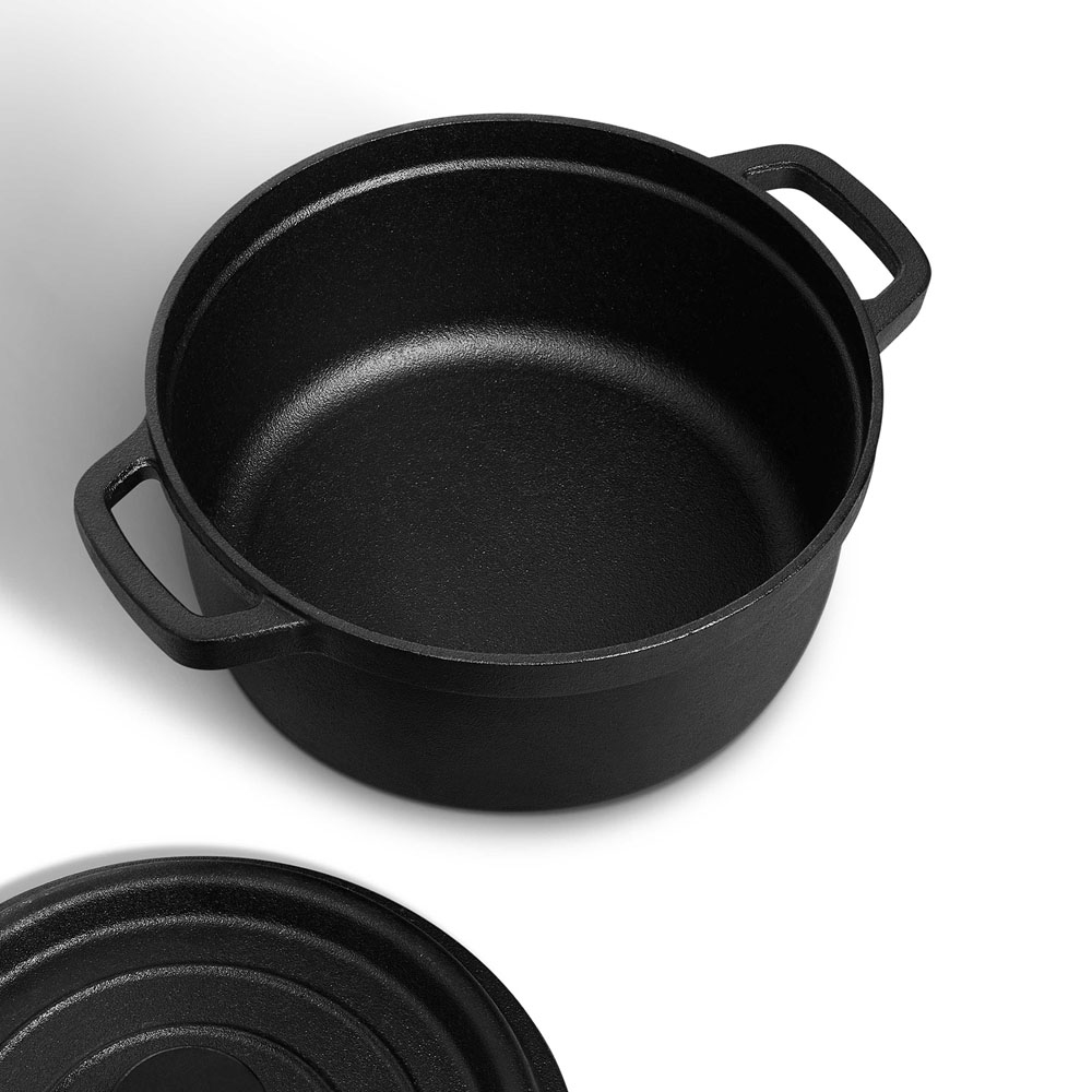 Living and Home Pre-Seasoned Cast Iron Dutch Oven with Lid 5L Image 4