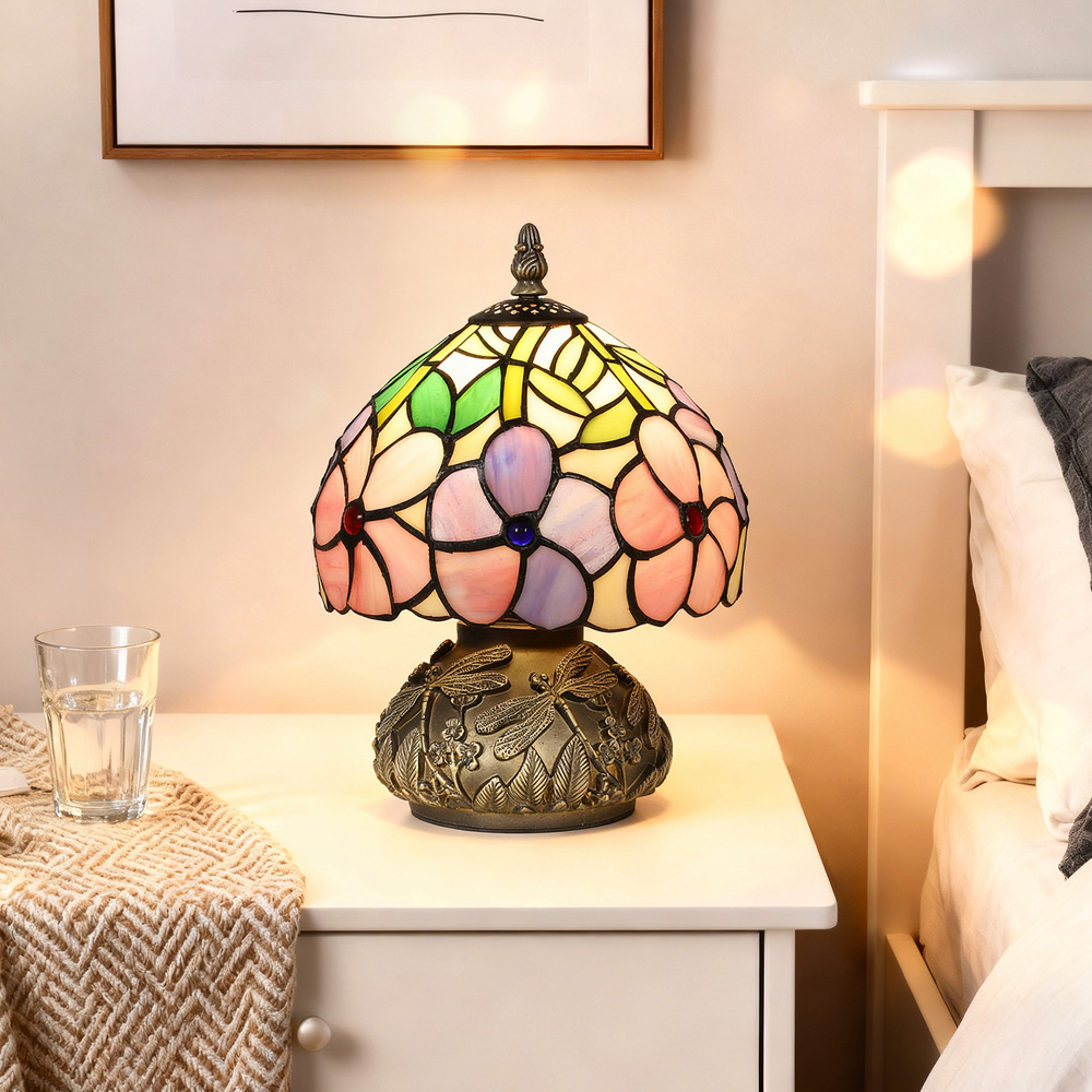 HOMCOM Tiffany Style Stained Glass Table Lamp Image 5
