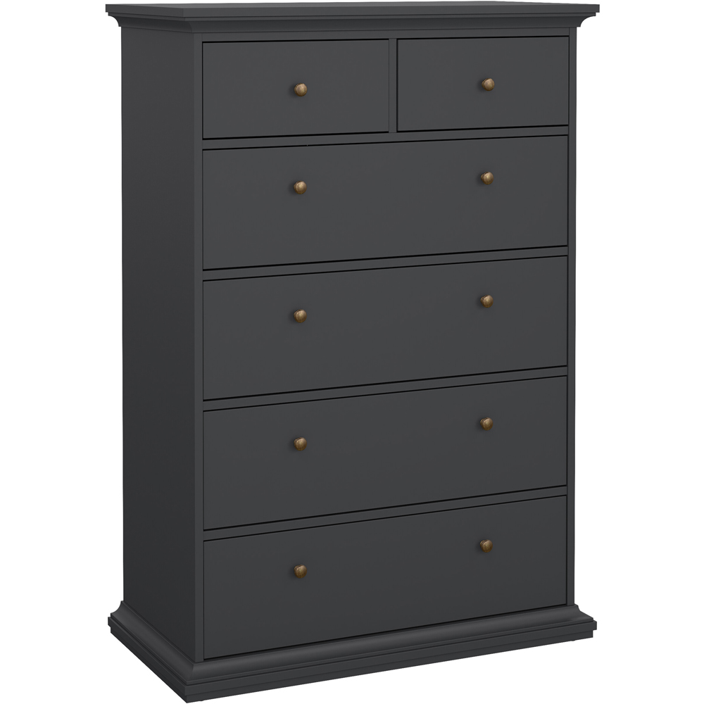 Florence Paris 6 Drawer Matt Grey Chest of Drawers Image 2