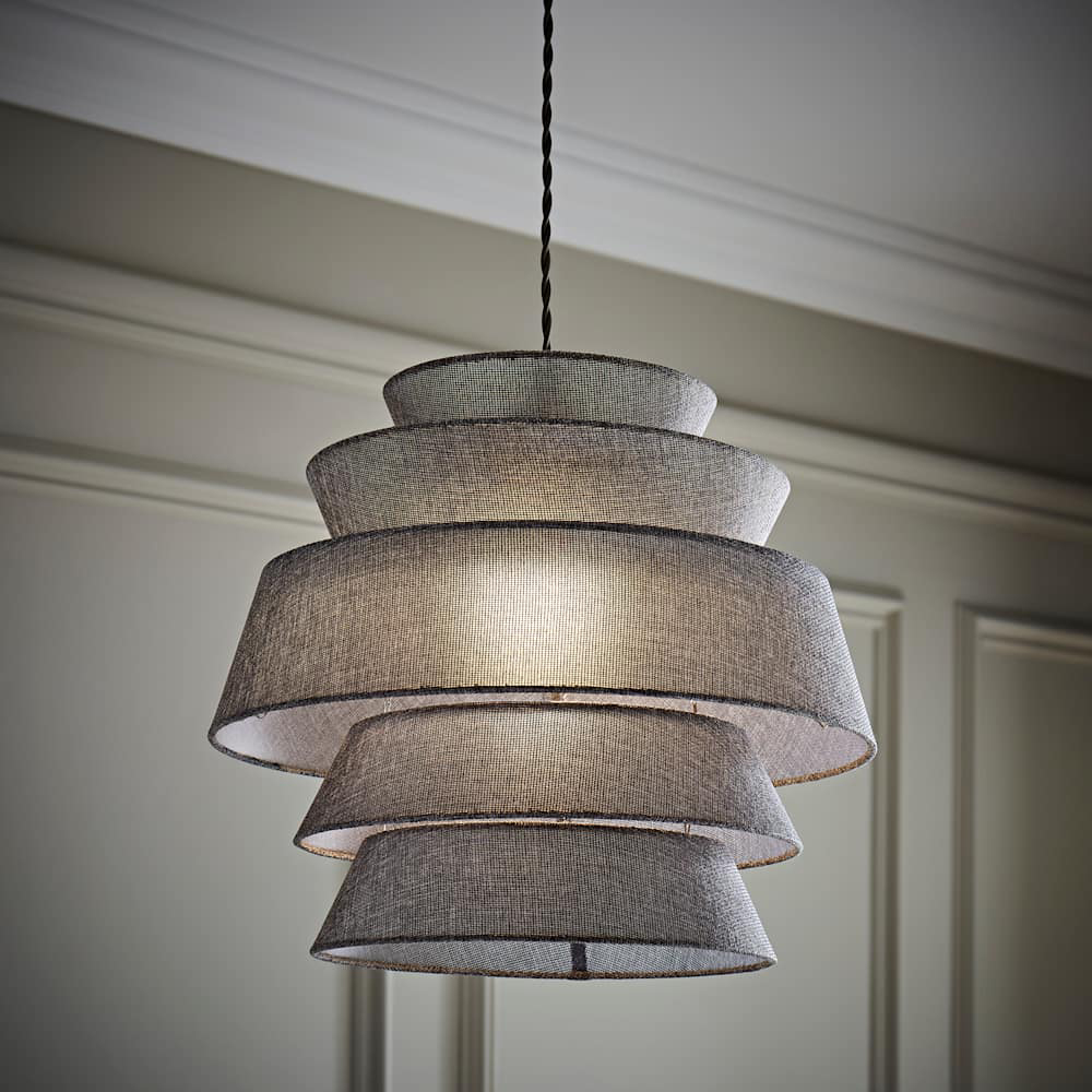 ValueLights Valerie 5 Tier Grey Linen Ceiling Lamp Shade Image 3