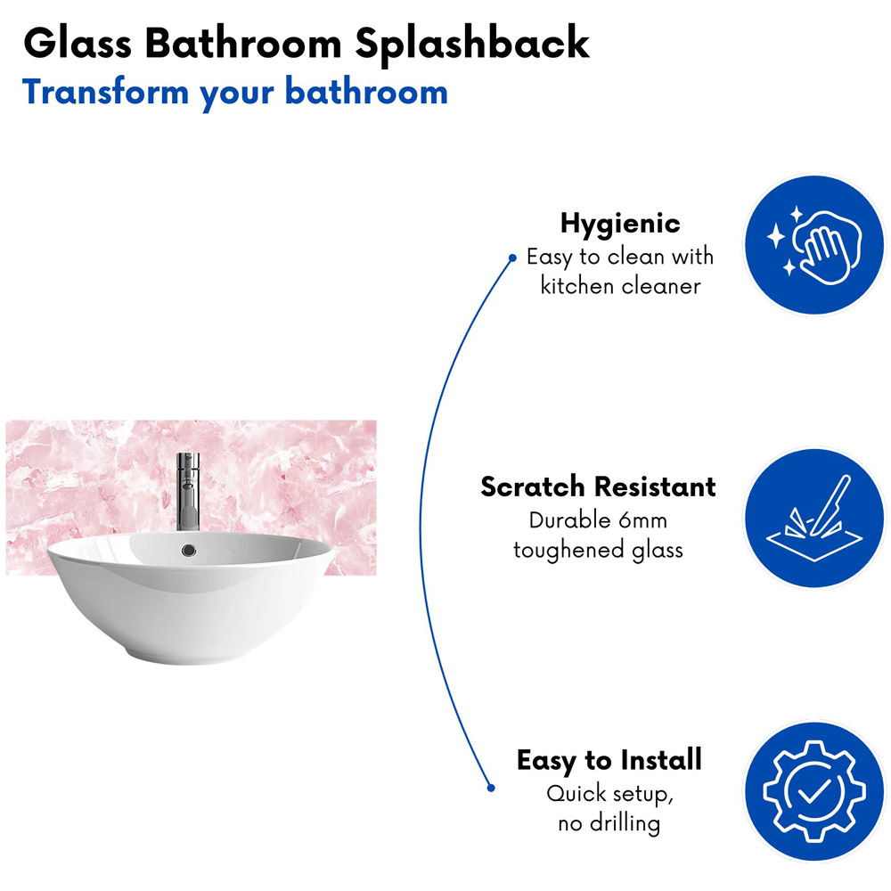 Warren Reed Designer Polished Pink Quartz Effect Bathroom Splashback 25 x 60cm Image 4