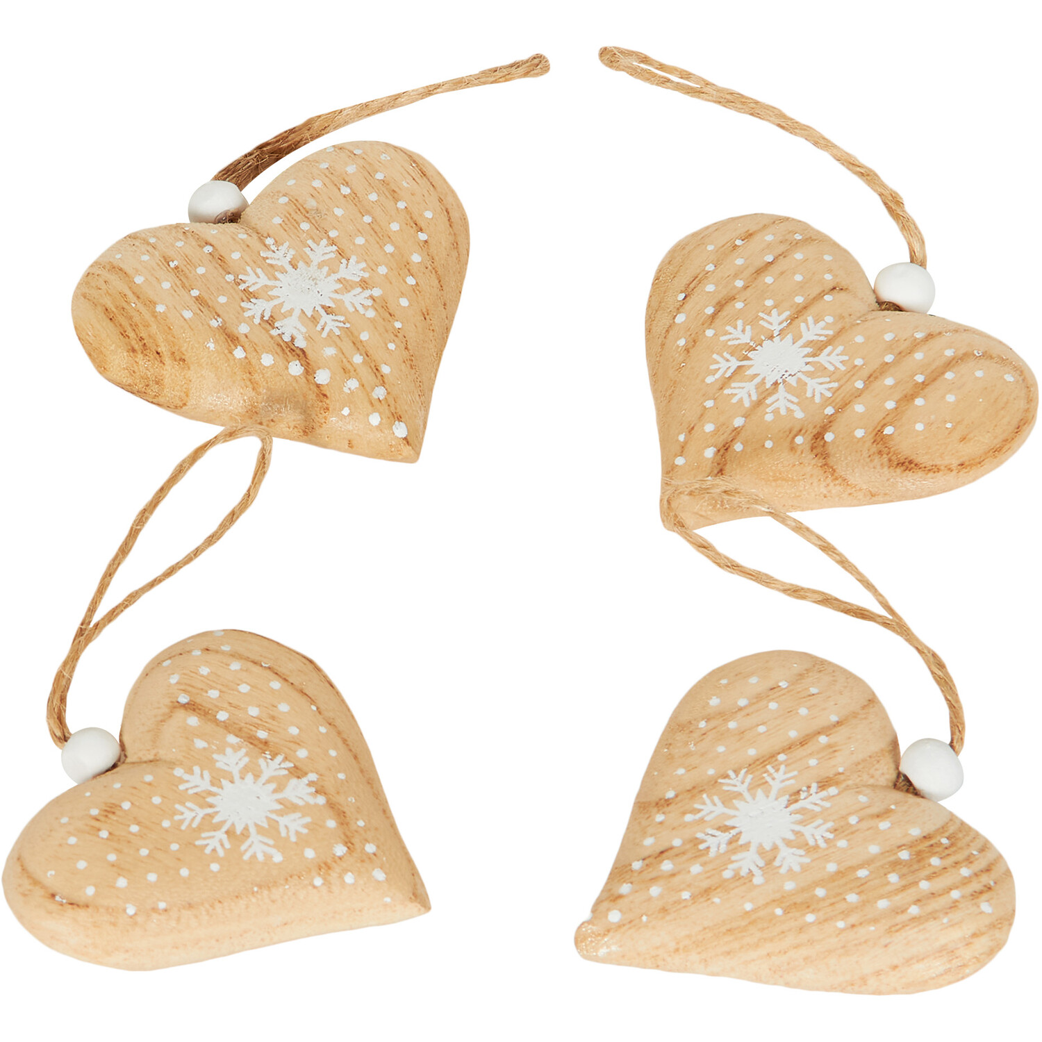 Set of 4 Wooden Heart Decorations Image 2