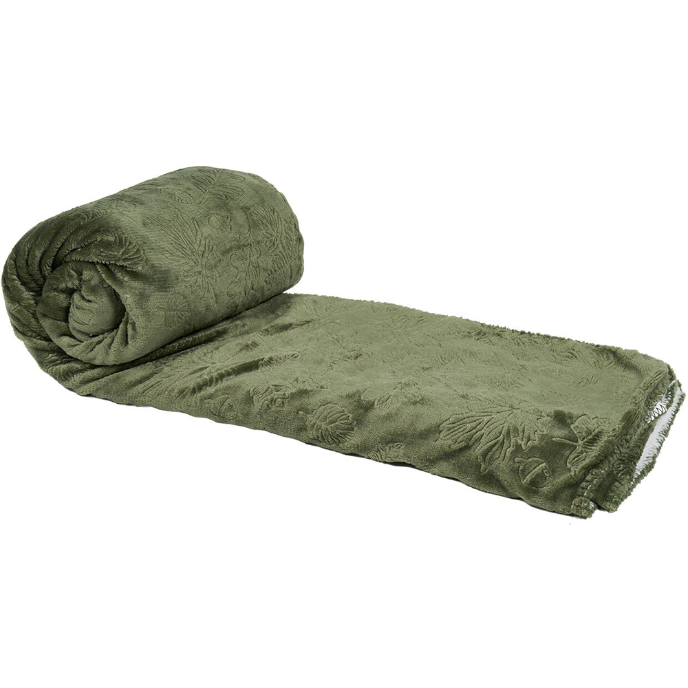 Embossed Autumn Leaf Throw Olive Image 3