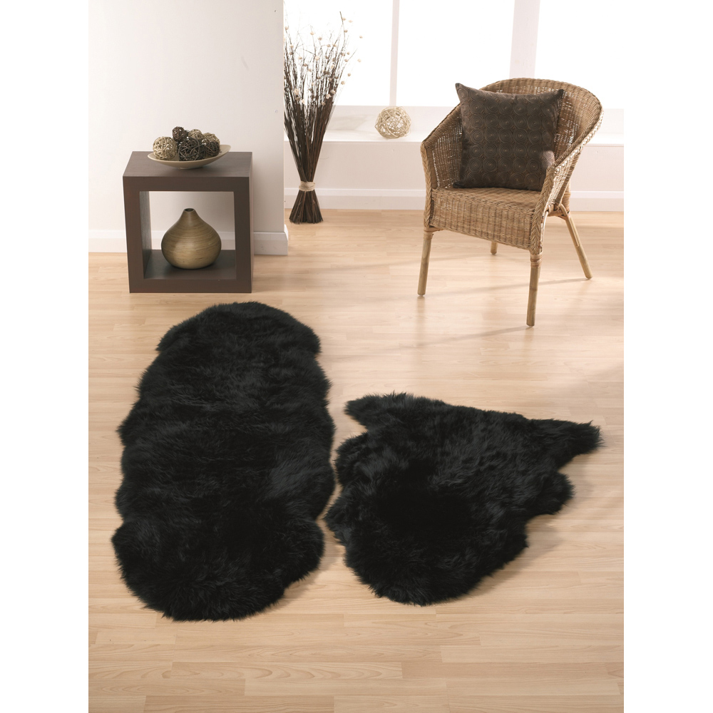 Origins Black Genuine Sheepskin Rug 70 x 175cm Image 2