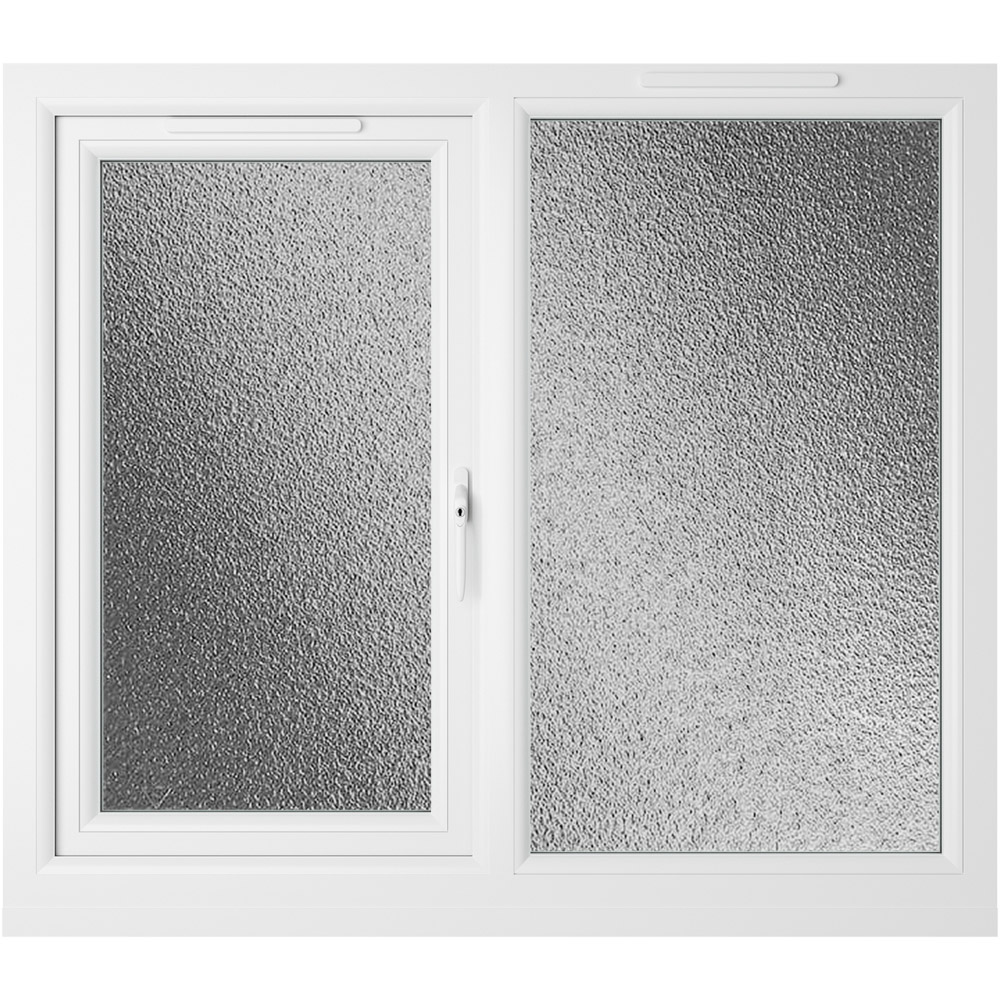 Crystal uPVC Double Glazed Window RH Side Hung Next to a Fixed White Obscure Glass 1190x1115mm Image 2