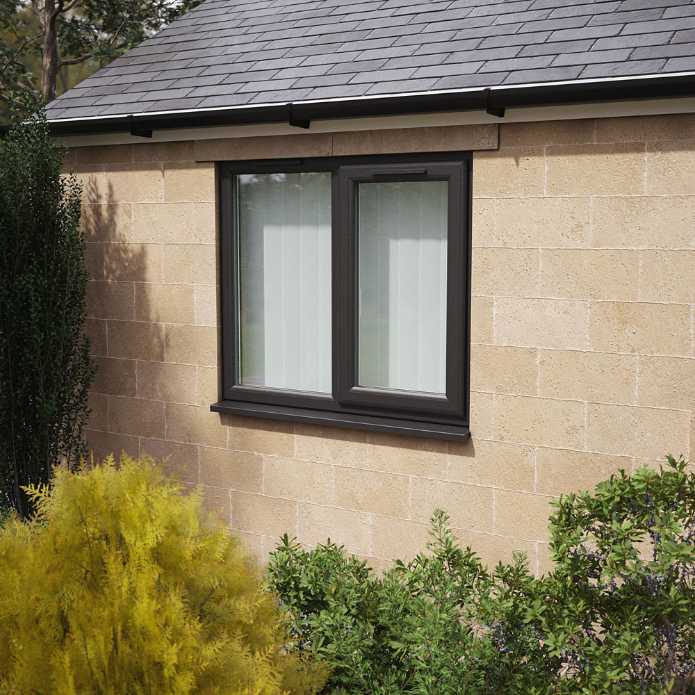 Crystal Black and White RH Side Hung Next to a Fixed Obscure Triple Glazed Window 1190 x 1115mm Image 2