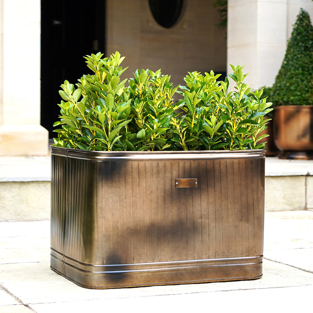 Ivyline Hampton Rectangular Copper Metal Planter 45 x 80cm Image 2